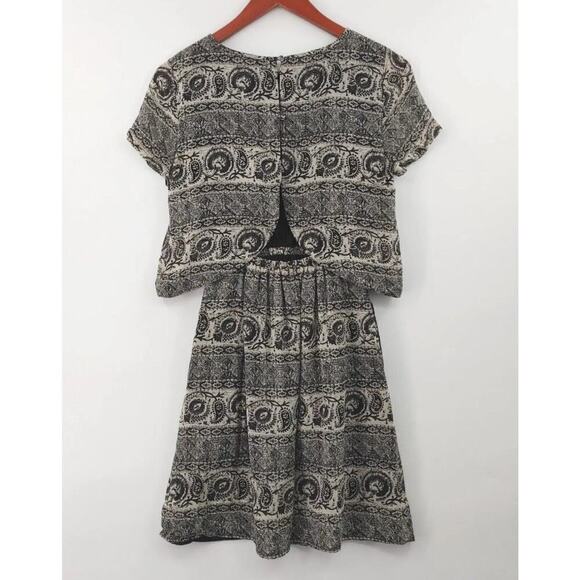 Madewell Dress Womens Size 00 Black Paisley Silk Cut Out Back Whimsigoth Retro - Picture 4 of 16